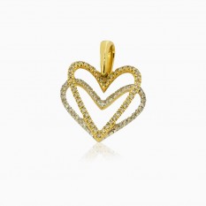 10K Two Tone Gold Diamond Heart Pendant