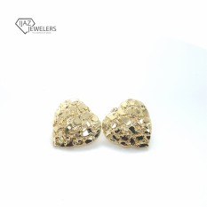 10k Yellow Gold Large Nugget Heart Earrings