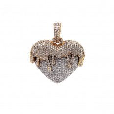  14k Gold and Diamond Drippy Heart Pendant