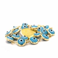  14k Gold Baby Blue Ojo/Evil Eye Bracelet