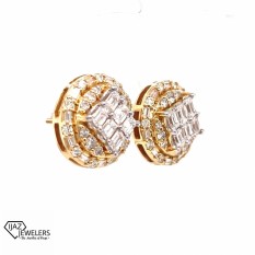 14k Yellow Gold Earrings Baguette Diamond Center