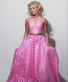  Sherri Hill pink two piece gown