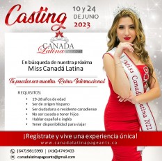 Inscripción para Miss Canada Latina 2023 y sus beneficios
