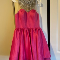  Pink Cocktail Dress with Rhinestone Beading