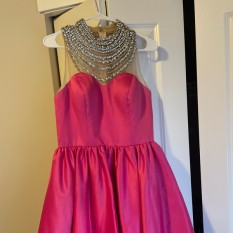 Pink Cocktail Dress with Rhinestone Beading