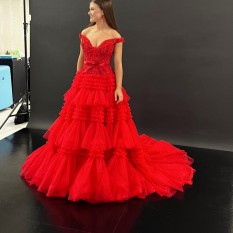 Sherrie Hill Red Layered Dress