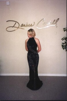 Darius Cordell - halter black liquid beaded evening gown for pageants