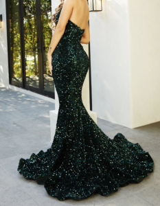 Sequin Black Aliyah Gown by Portia and Scarlett