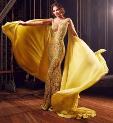  Yellow beaded evening gown from Darius Cordell