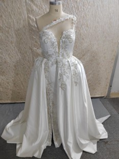  C2023-Georginna Plus Size one shoulder white formal ball gown