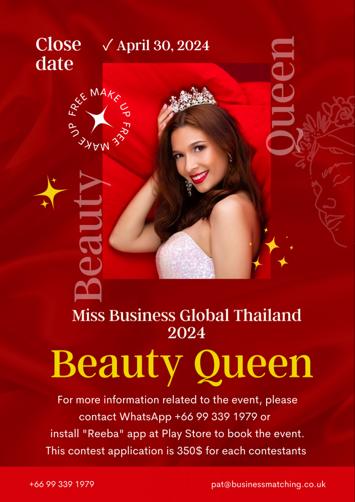 Miss Business Global Thailand, three crowns interview choosen Entry Fees