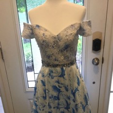  Blue and White Floral Evening gown