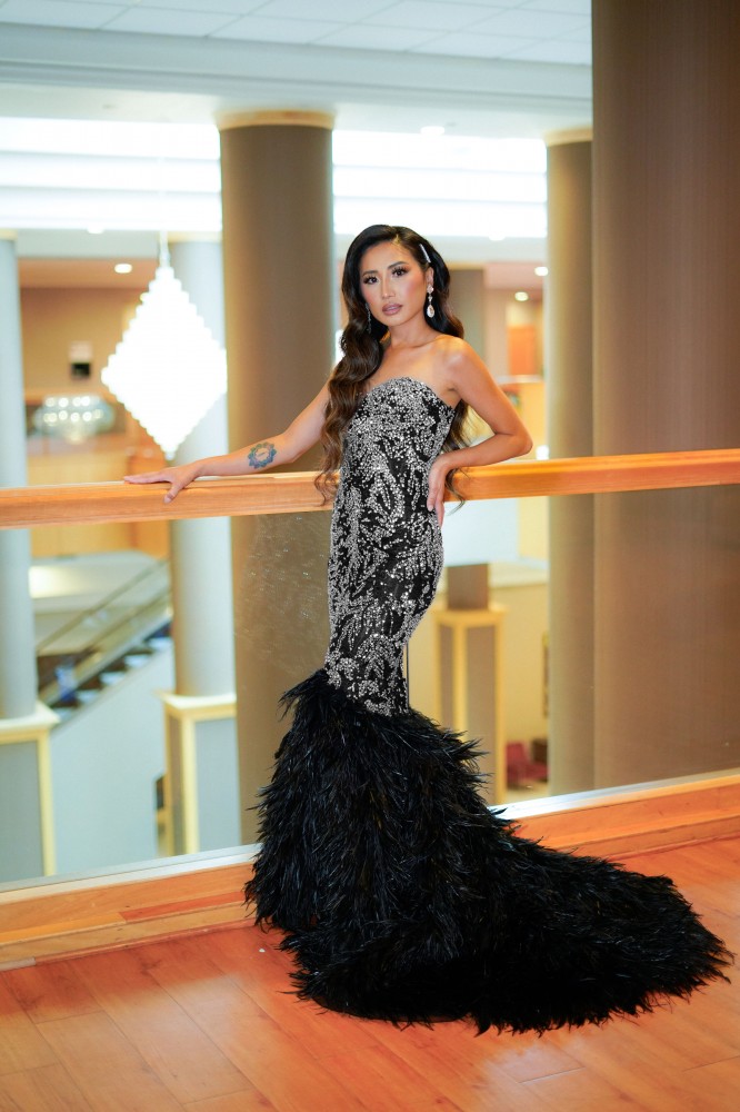 Ostrich Feather Evening Gown