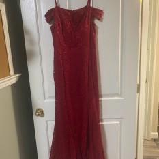 Red Sparkly Off The Shoulder Dress