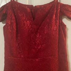 Red Sparkly Off The Shoulder Dress
