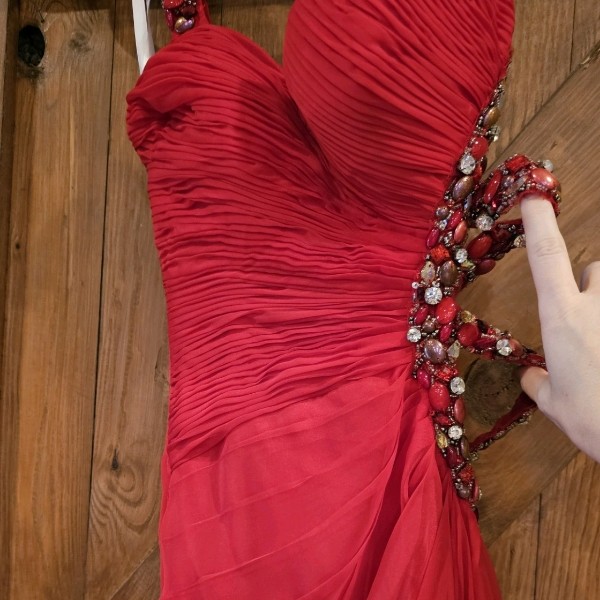 Red Pageant Dress With Opened Side
