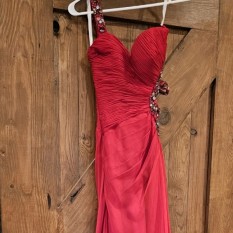 Red Pageant Dress With Opened Side