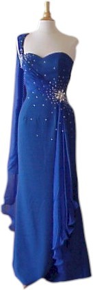 Darius Cordell Style 1071 Blue one shoulder pageant gown evening dress