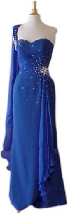  Darius Cordell Style 1071 Blue one shoulder pageant gown evening dress