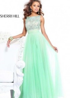  Sherri Hill Mint Green Size 4 Dress