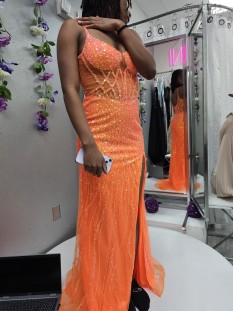 LaDivine CD0220 Orange Prom Dress