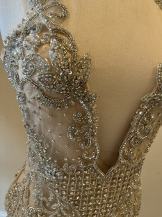 DARIUS CORDELL - halter collar cocktail dress with rhinestones & crystal beading